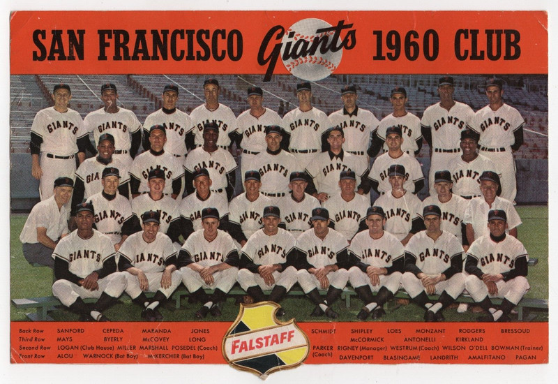 Vintage 1960 San Francisco Giants Team Postcard - 6 x 9 - Mays McCovey Cepeda +