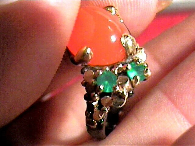 ANILLO ARTESANAL PLATA ESTERLINA 925 Cornalina Ónix 7 arte diseñador cabujón floral Foto 2 de 4