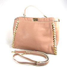 Vittoria Napoli Handbag Genuine Leather Color Peach Made In Italy
