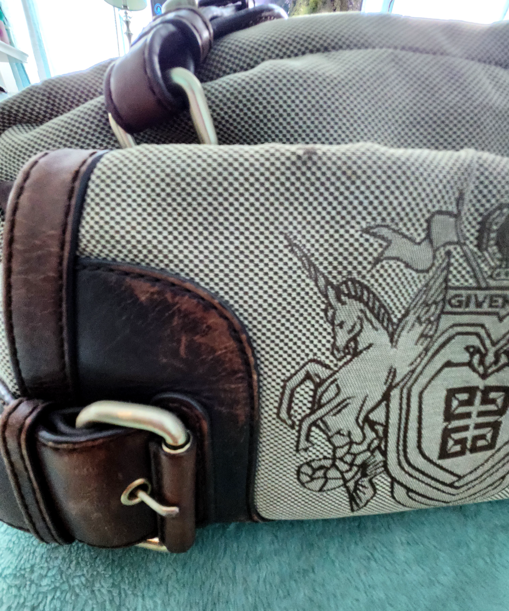 ガ*ル様 GIVENCHY Boston bag archive Authentic GIVENCHY Brown Canvas & Leather Boston Bag Chestnut
