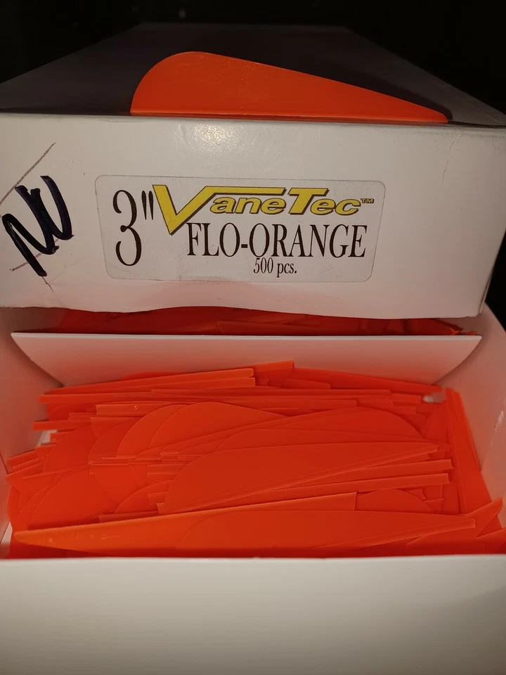 150 Vane Tec 3" pulgadas Fletchings, paletas de tiro con arco Vanetec blanco, naranja verde, Foto 3 de 4
