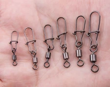 50pcs Fishing Ball Bearing Swivels Snap Saltwater Lure Connector 7-146Lb