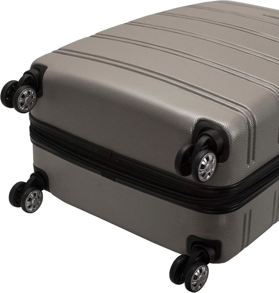 Juego de equipaje Rockland expandible rígido giratorio 3 piezas 20/24/28 plateado Foto 4 de 4