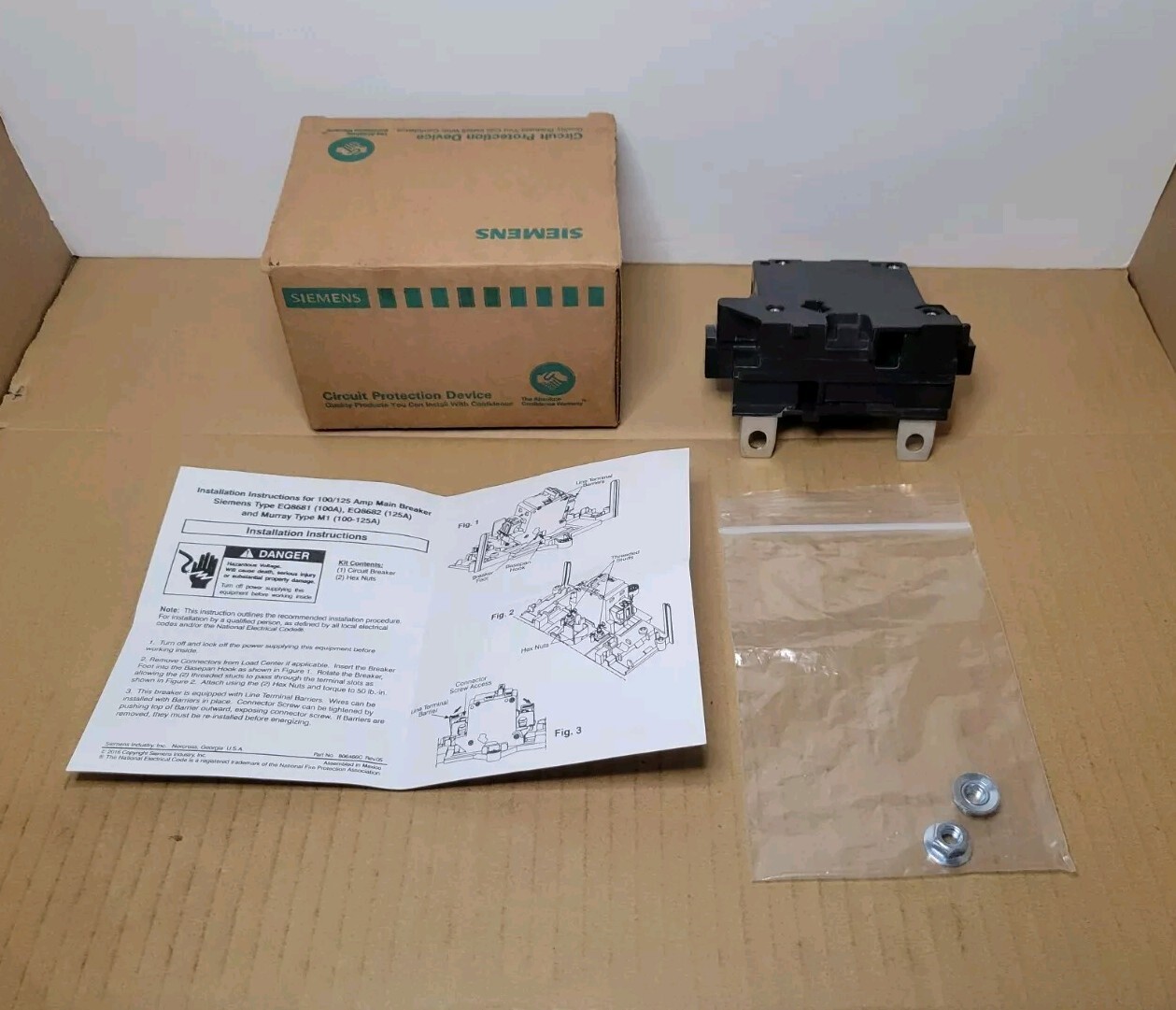 Siemens MBK100A 100A Main Breaker Conversion Kit Black Type EQ8681 - NEW!
