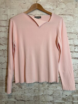 SML Design Top Womens Large Baby Pink Santana Knit Asymmetric Neckline Stretch