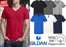 Camiseta Para Hombres Gildan Suave 100% Algodón Hilado en Anillo Cuello en V Camiseta Calce Clásico S-3XL ¡NUEVA!