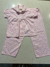 Vintage Greencraft Child  s Two-Piece Pajamas Pink and White Polka-Dots 4T