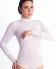 Tulle Women's Body Tulle Body Long Sleeve Body White Ladies Body Stringbody Long Sleeve Black