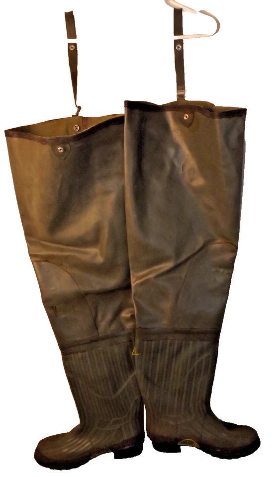 American Camper Vulcanized Rubber Hip Waders Waterproof Steel Shank Green Sz 9 - Image 2 of 4