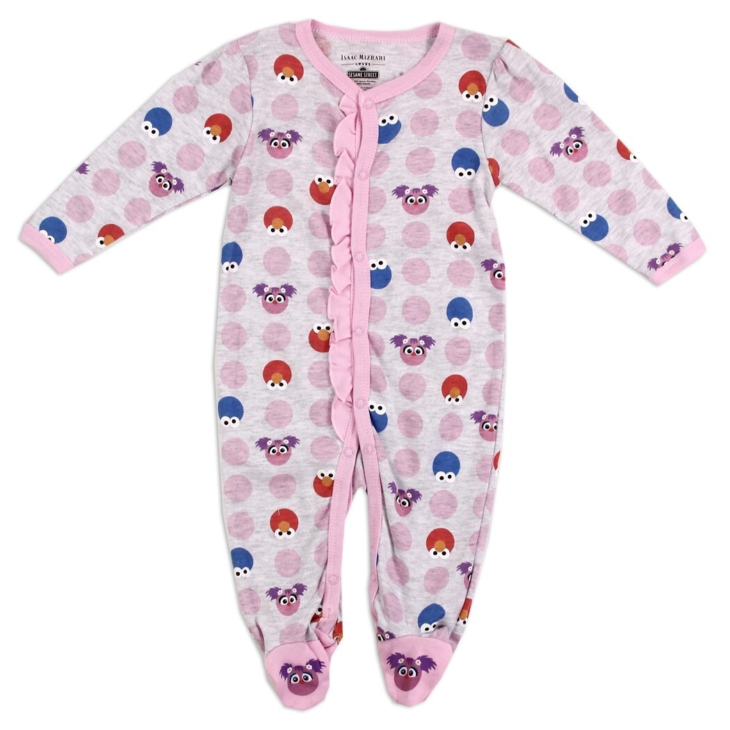 SESAME STREET Girls Newborn Sleeper Footie Pajamas, 0-9 Months