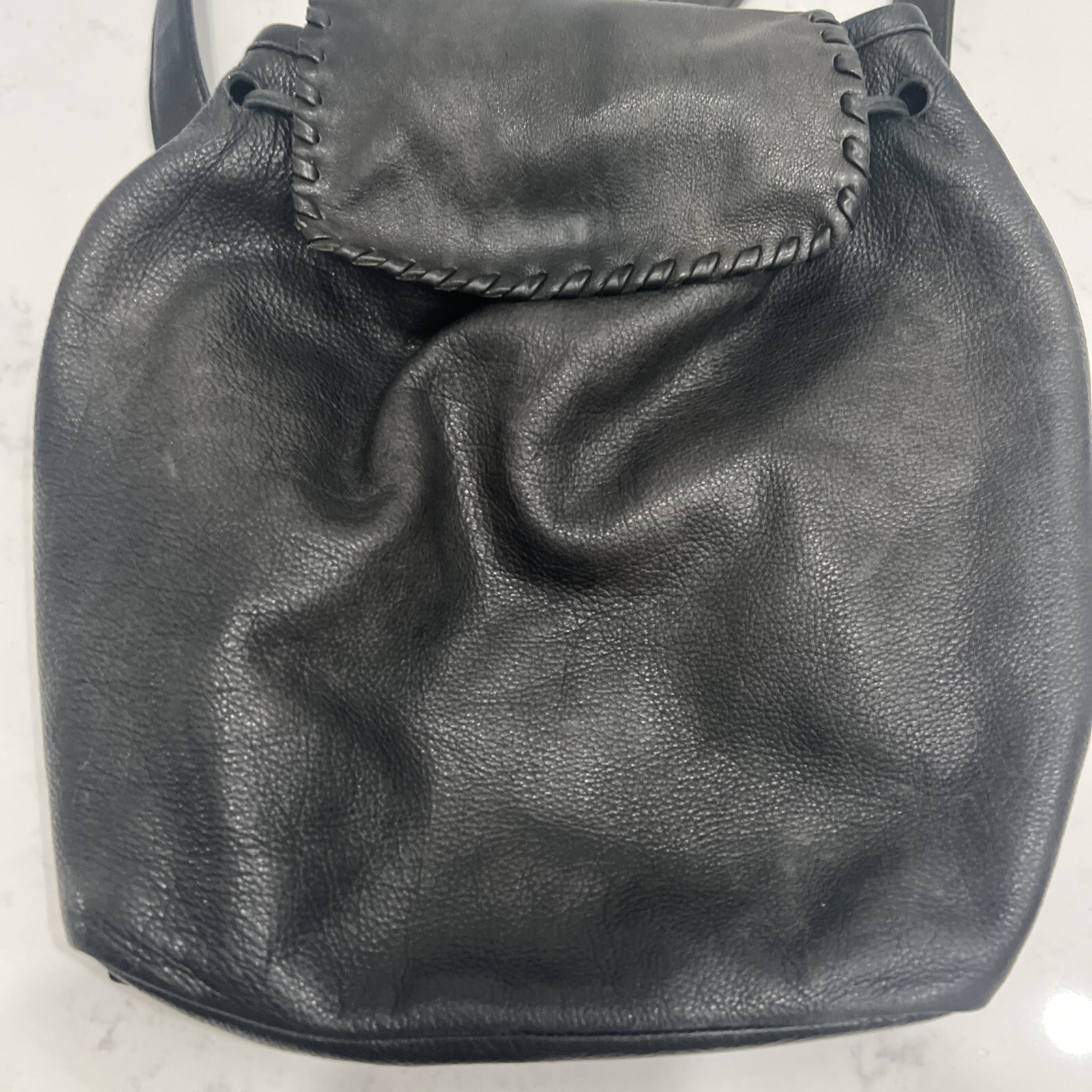 LAGGO TASSEL DRAWSTRING BAG BACKPACK BLACK PEBBLE… - image 3