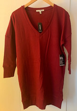Express Cotton V-Neck Tunic Sweater Dress, Size XS, Red, Retail: $49.90