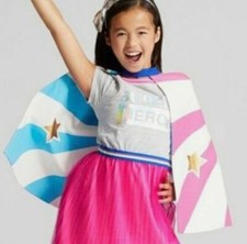 Cat Jack Girls 8 Super Hero Tulle Dress Reversible Cape Costume WORN ONCE