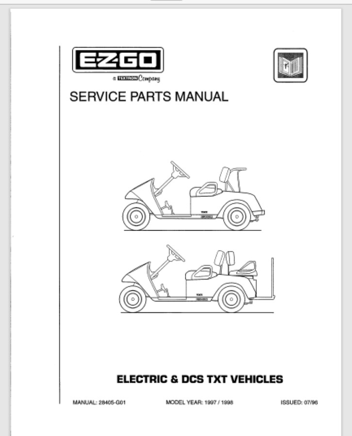 1997 1998 EZGO E Z GO Electric & DCS TXT Golf Cart Service, 