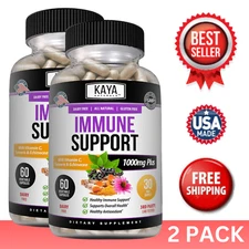 (2 Pack) Immune System Booster, Elderberry, Zinc, Probiotics, Echinacea, Garlic