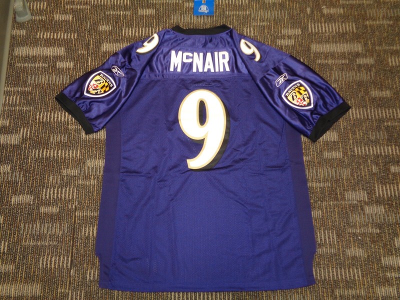 NWT SEWN STEVE McNAIR #9 BALTIMORE RAVENS REEBOK NFL GAME FOOTBALL JERSEY SZ 52