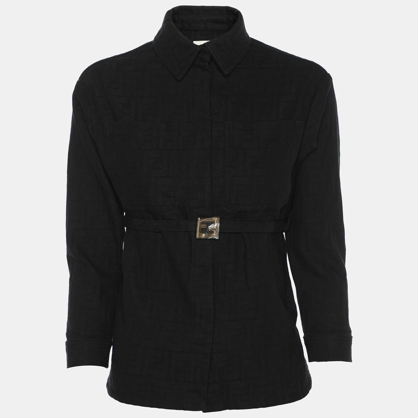 Giacca manica lunga Fendi nera motivo FF cotone 6 anni