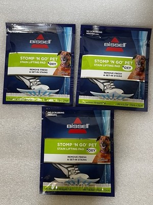 Bissell Stomp 'N Go Pet Lifting Pads + OXY Stain Removal Carpet Rug Cleaner 3 Pk