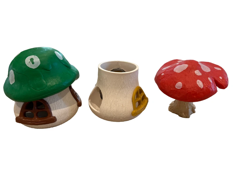 Lote Pitufos Años 80 Casas Setas + Coche, Carro, Escaleras, Ventanas, Accesorios Foto 2 de 2