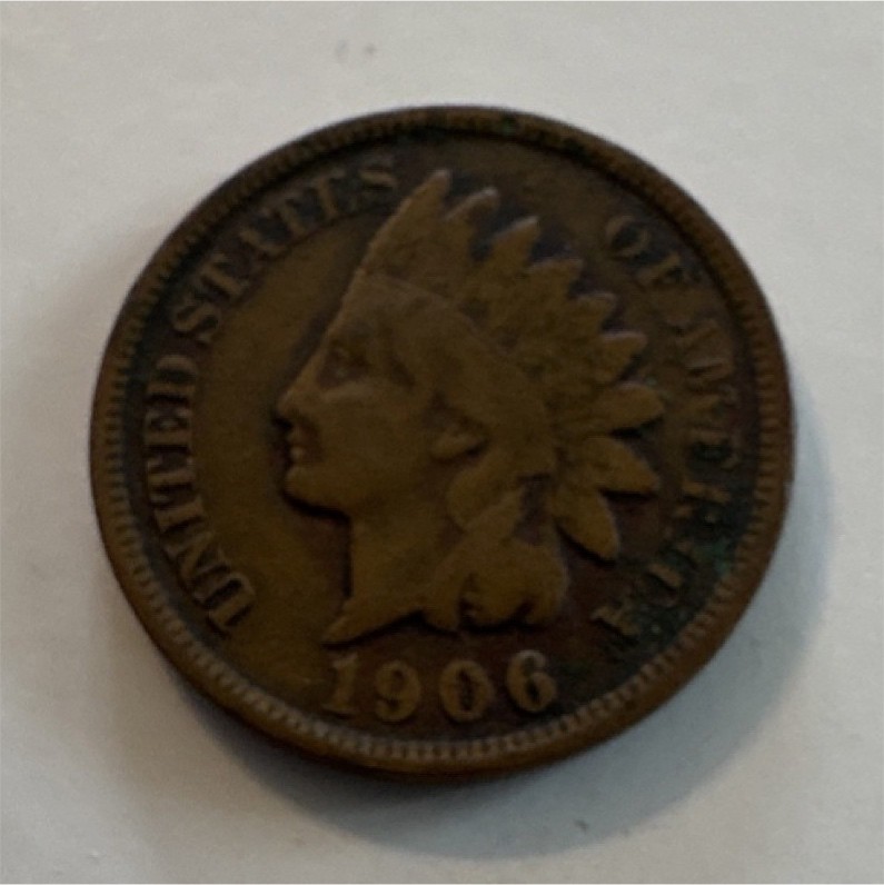 1906 Indian Head Small Cent Bronze Philadelphia KM#90 US Coin