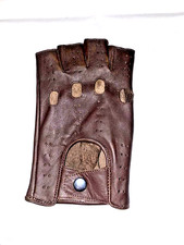 Mens Leather Reverse Stitched Fingerless Half-Finger Riding Gloves