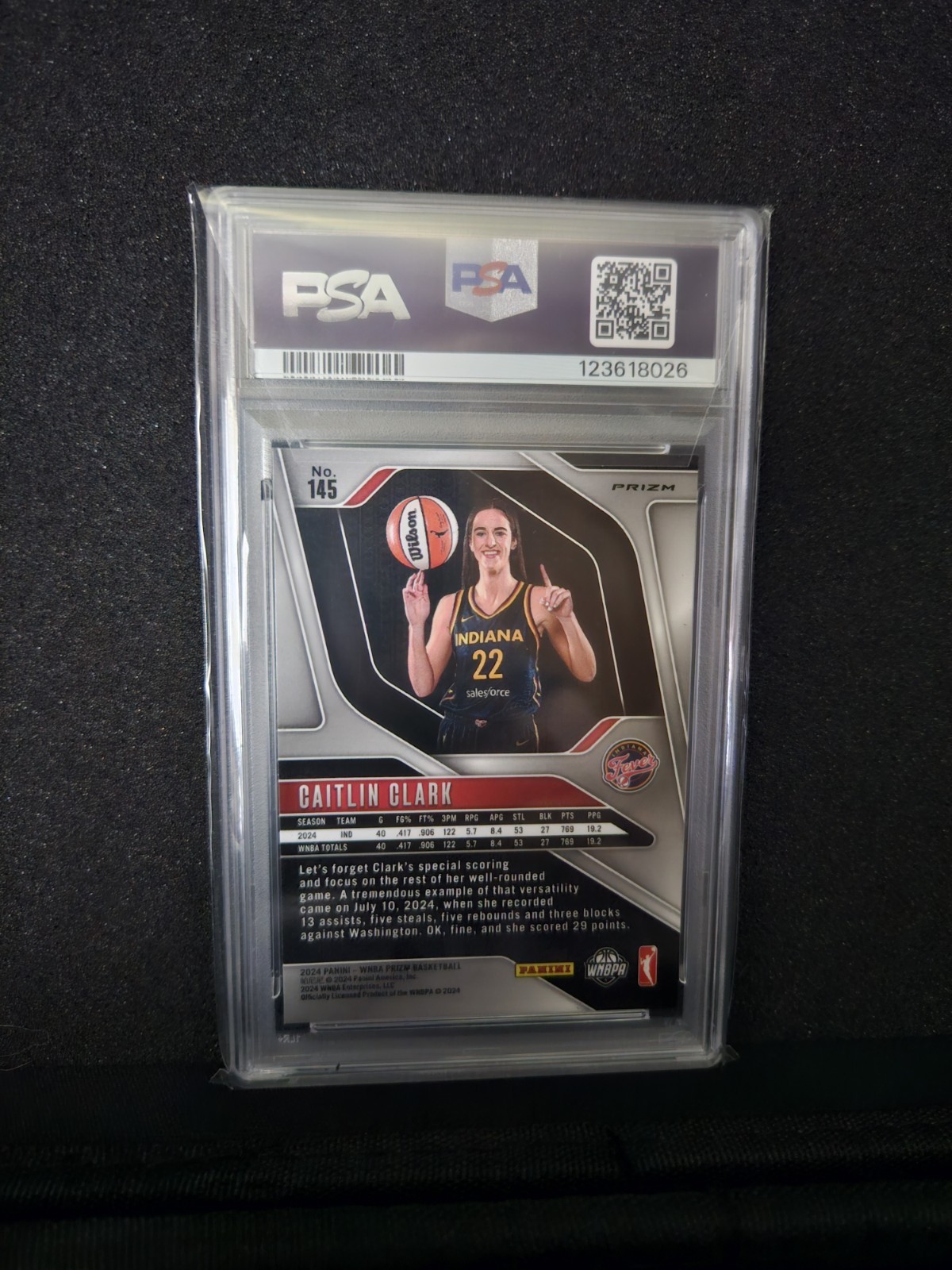 2024 Panini Prizm WNBA - Caitlin Clark #145 Silver Prizm (RC) PSA Mint 9 🔥🔥🔥 view 2