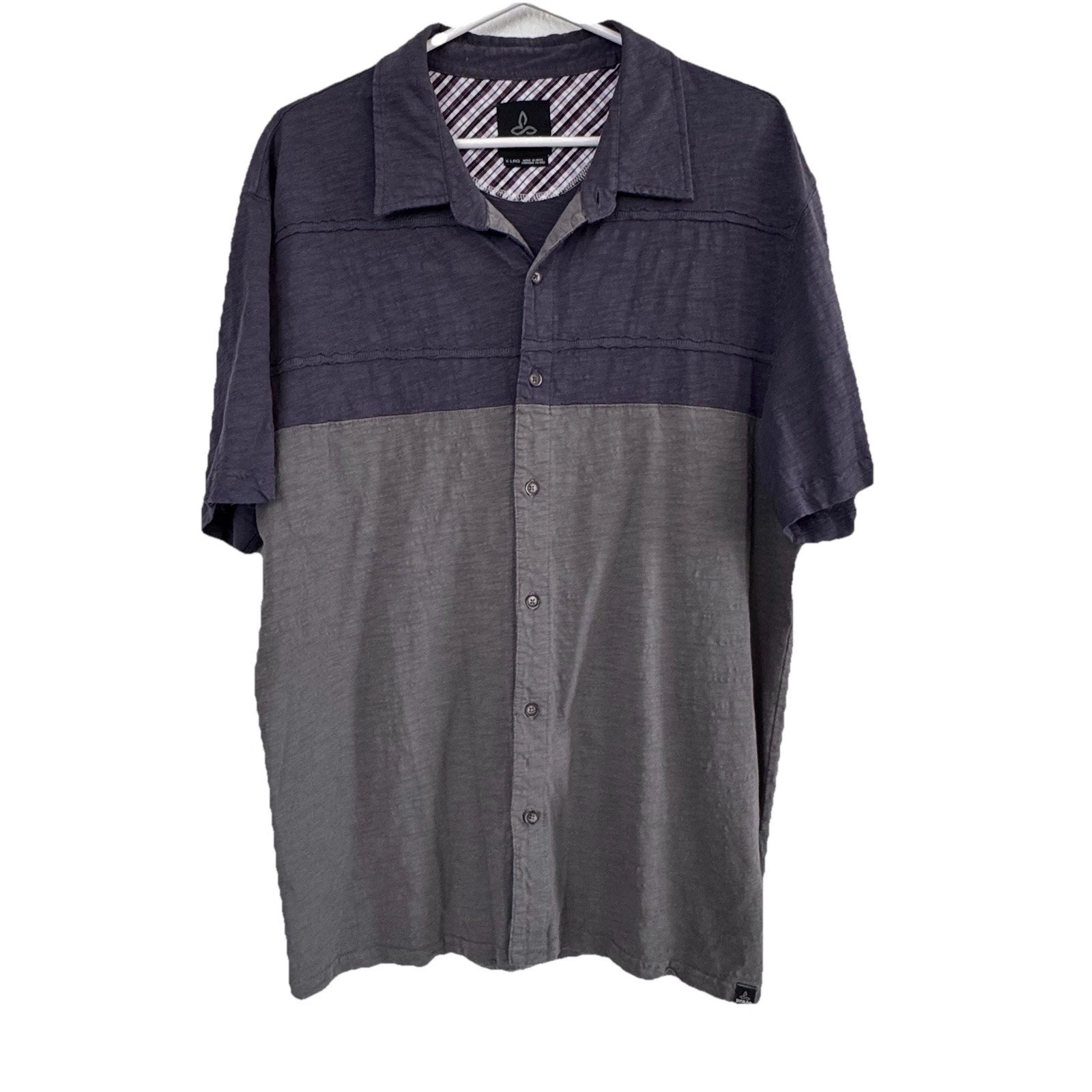 prAna Mens 100% Organic Button Down Polo Shirt Sz XL Outdoors Classic