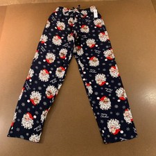 Old Navy Mens Size XS Dark Blue Santa Claus Printed Flannel Pajama Pants NWT