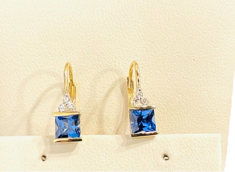 Vintage 14k Gold Tanzanite Earrings - Image 2 of 4