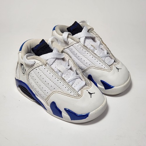  Air Jordan 14 Retro White Hyper Royal Blue 312093-104 Toddler Size 6c