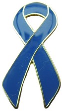Blue Awareness Ribbon Pin Badge Brooch
