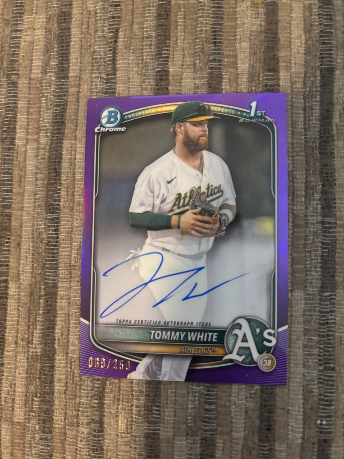 Tommy White 2025 Bowman Chrome 1st Purple Refractor Auto /250 #CPA-TWH Athletics