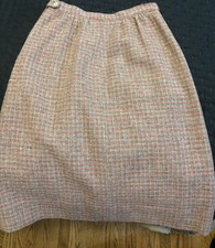 Vintage JG Hook Skirt Wool Knee length Sze 10 Bubble Gum Pink/cream-green Pencil