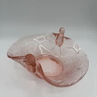 VTG Art Deco Pink Fenton Depression Glass Double Bird Handle Candy Dish Bowl