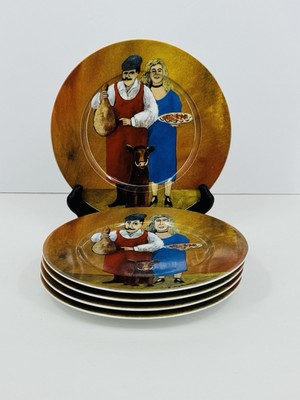 Guy Buffet ESCHENBACH Butcher Storefronts 8  Salad Plate (Set Of 5) RARE & MINT