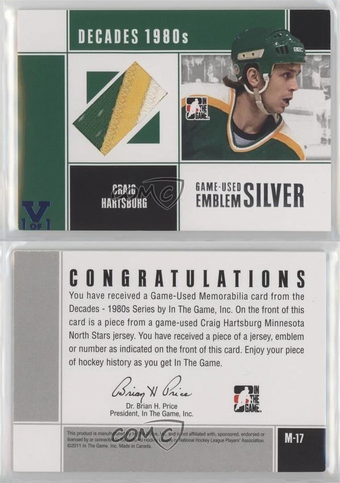 2010-11 ITG Decades 1980s Silver Vault Sapphire 1/1 Craig Hartsburg #M-17 xp6 - Image 3 of 3