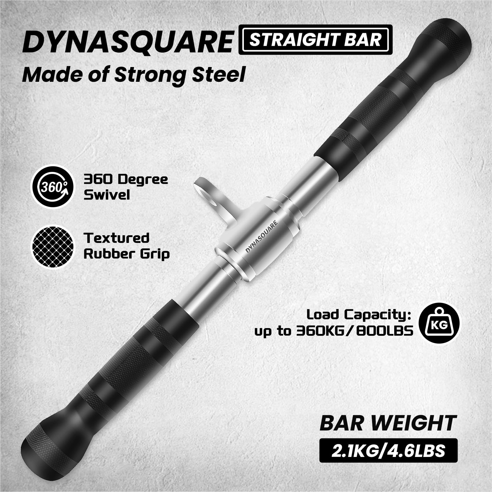 DYNASQUARE LAT Pulldown Attachments Combo, Curl Pulldown Bar with 360° Rotati...