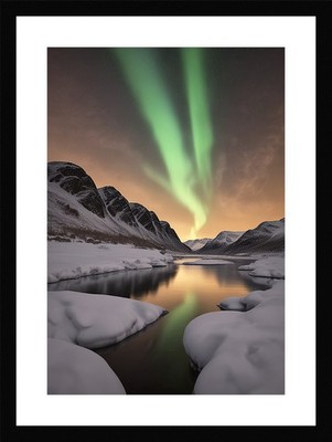 Moderne Nordlichter gerahmtes Wandbild Poster Leinwanddruck Bild