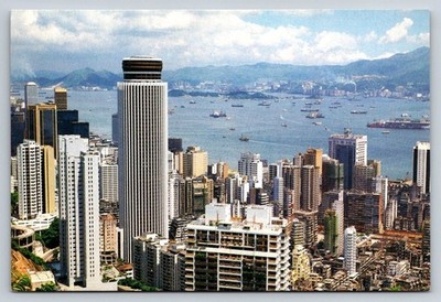 Hong Kong 1980s Central Wan Chai Victoria Harbour Skyline Postcard THE LUX CO.