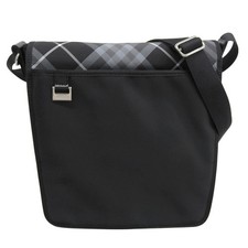 Bolso de Hombro BURBERRY LONDON Cuadros Nylon Negro Gris Unisex #TYB853