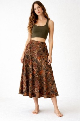 RQT Womens Paisley Midi Skirt 1X Whimsical Fairy Grunge Forest Goblin