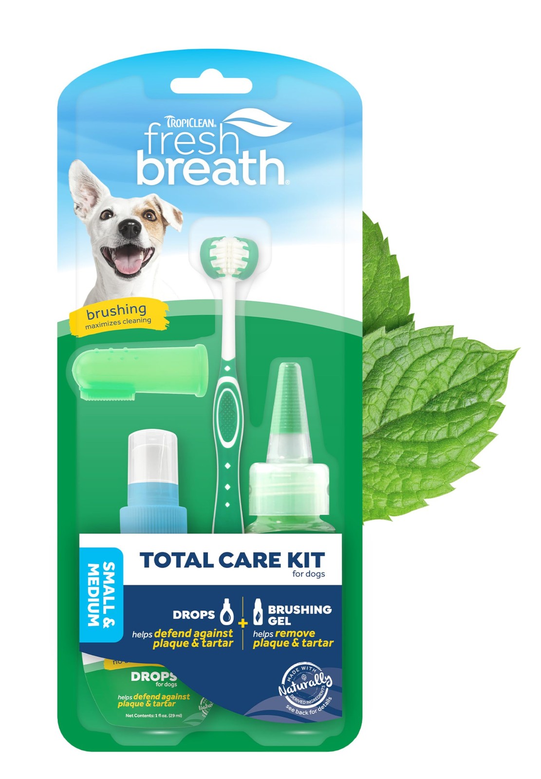 TropiClean Fresh Breath Dog Oral Care Kit - Plaque & Tartar 
