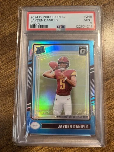 2024 DONRUSS OPTIC JAYDEN DANIELS AQUA /299 PSA 9 MINT