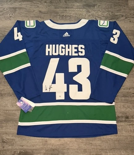Quinn Hughes Autographed Vancouver Canucks NHL Jersey PSA Authenticated Size 52