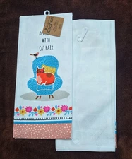 Cat Tea Towel Kay Dee Decorate With Cat Hair Pattern NWT   Last One!