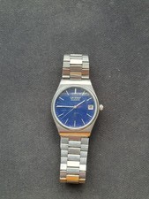 Vintage 1975 Orient Quartz Blue Dial Mens Dat...