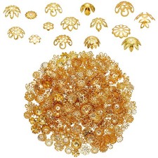PH PandaHall 750pcs 15 Styles Golden Bead Caps Flower Spacer 5 12mm,
