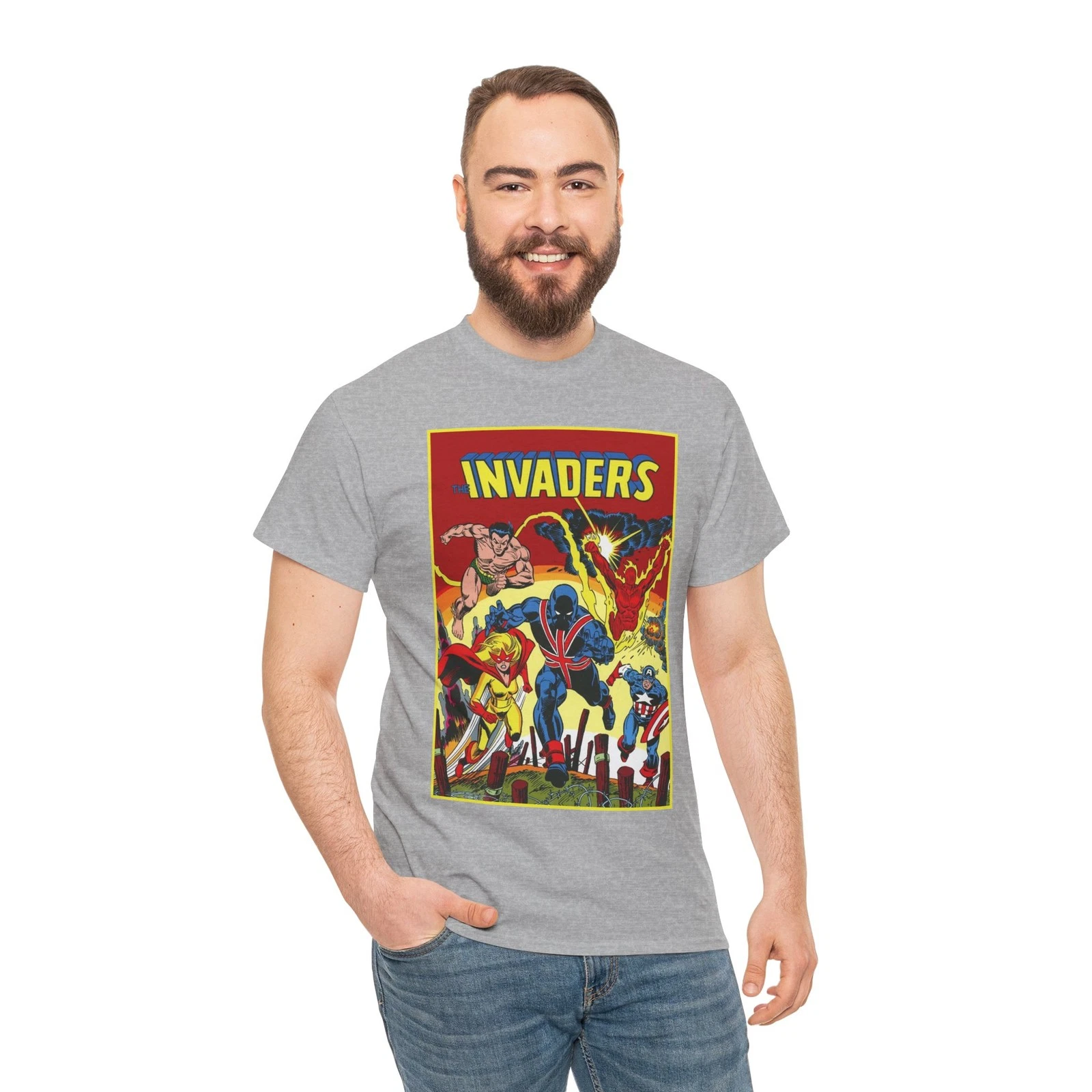 Invaders T-Shirt - Captain America, Human Torch, Namor, Spitfire - Marvel Comics