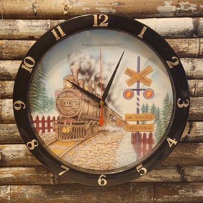 Train Wall Clock - Hourly Sound Effect - 1996 Yen Huei Chang - 11 1/2'' - Working