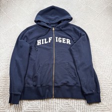 Tommy Hilfiger Full Zip Hoodie Boys XL Blue Spell Out Sweatshirt Preppy Youth